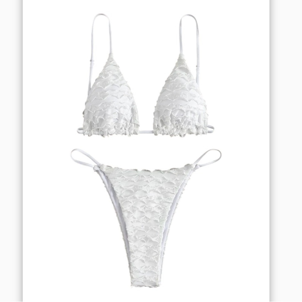 White Textured Bikini Set Medium NWOT